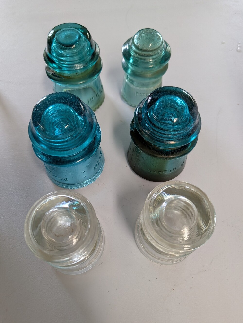 bundle of 6 GLASS INSULATORS vintage antique hemingray